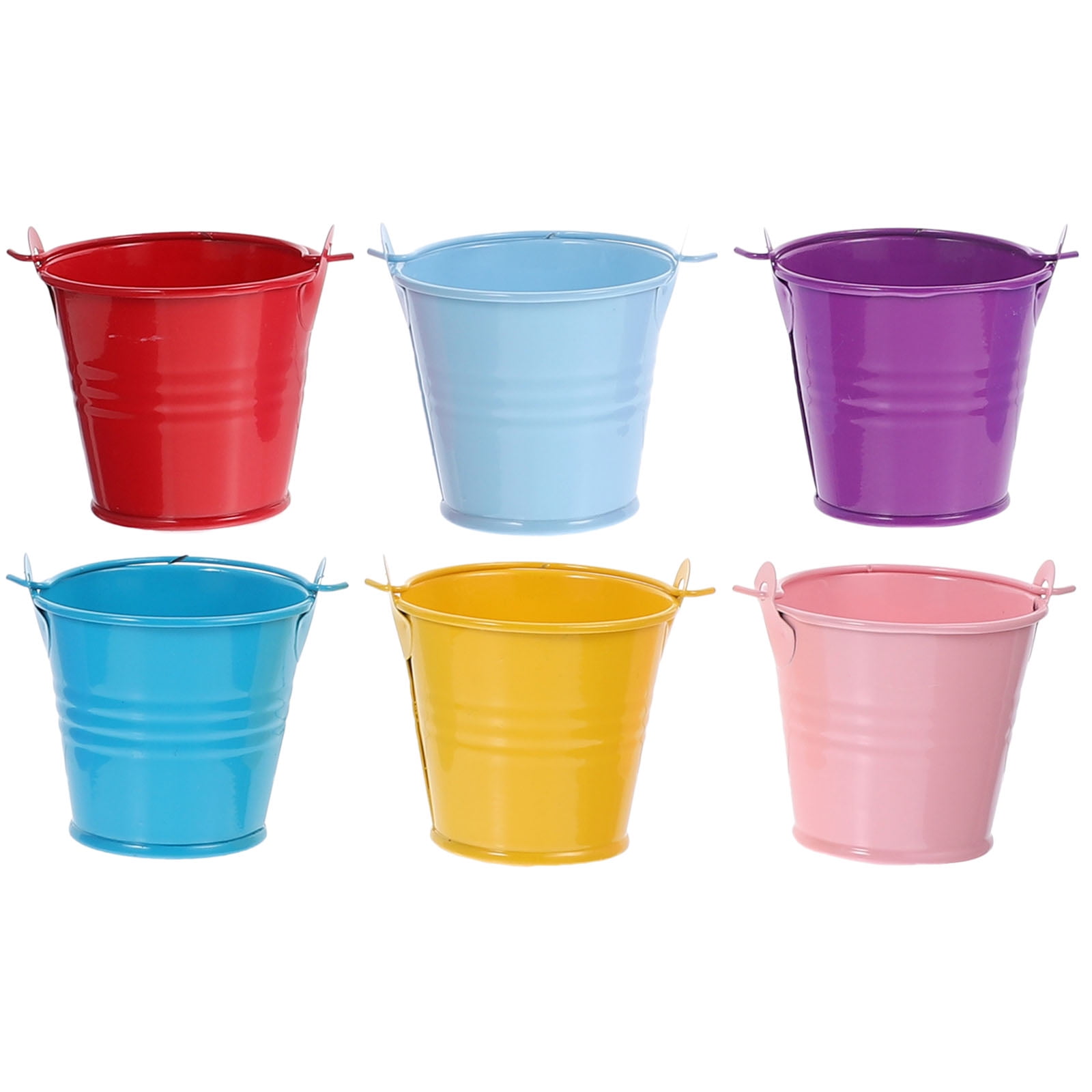 6 Pcs Small Iron Bucket Flower Arrangement Pails Mini Bonsai Upholstery ...