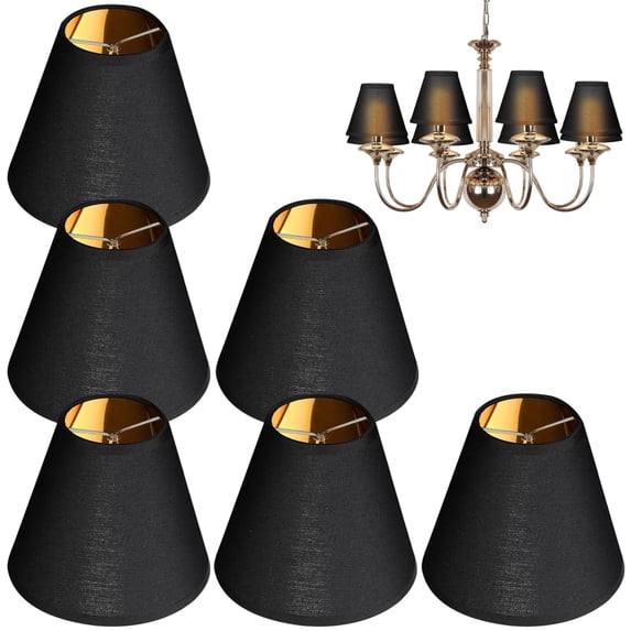 6 Pcs Chandelier Lamp Shades 5 Inch, Mini Barrel Lampshades Clip On for Table Lamp Wall Lamp Replacement, Natural Linen Mini Lamp Shade, 3.2x4.9x5.9in (Top Height Bottom)