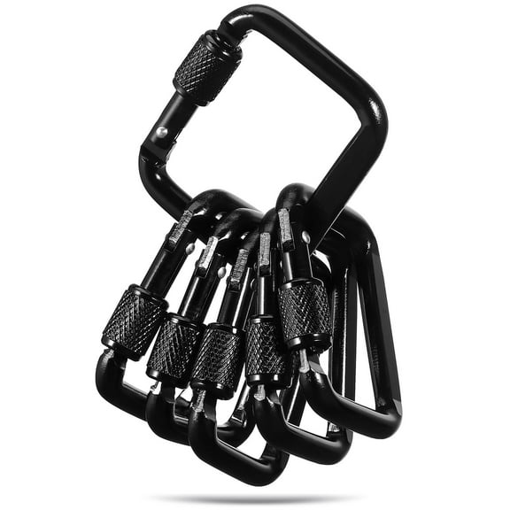 6 Pcs Small Locking Carabiner Basket Thread Lock 4.90X4.20X1.00CM Black