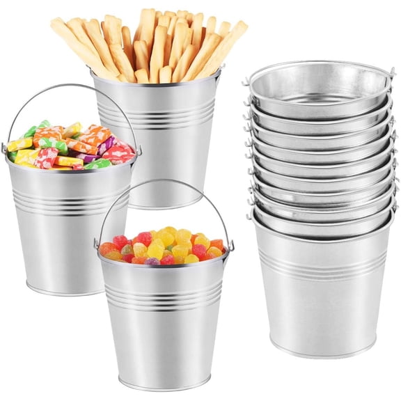 6 Pcs Small Metal Buckets with Handle Mini Round Flower Pot Plant Basket,Tiny Galvanized Silver Pails for Small Plant and Candy Snack and Home Party Decoration(2.2 in)