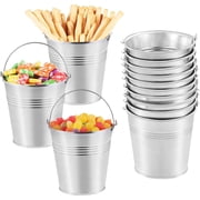 6 Pcs Small Metal Buckets with Handle Mini Round Flower Pot Plant Basket,Tiny Galvanized Silver Pails for Small Plant and Candy Snack and Home Party Decoration2.2 in