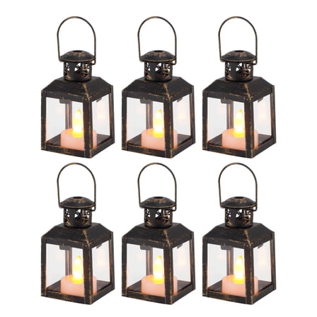 6 Pcs Small Metal Candle Lanterns Vintage Hanging House Tealight Lantern Decorative Candle Tea Light Holders
