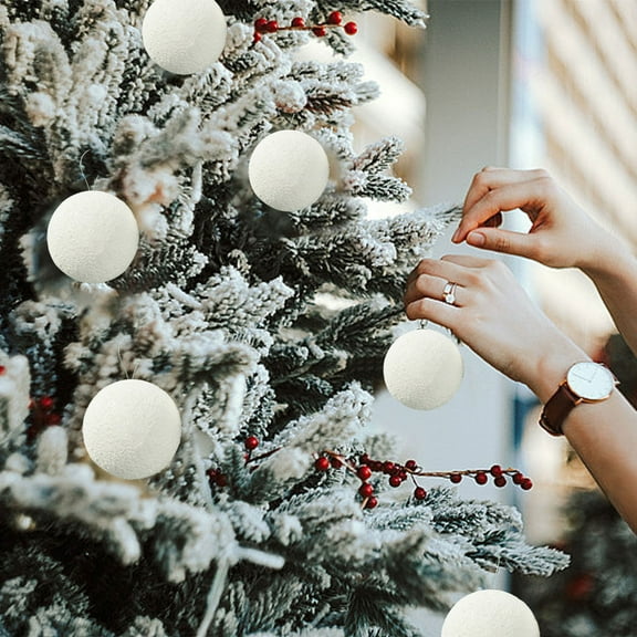 6 Pcs Snowy White Christmas Balls - 60mm/2.36" Shatterproof Tree Ornaments for Holiday Parties & Christmas Decorations