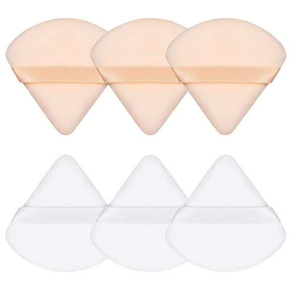 6 Pcs Soft Face Makeup Triangle Powder Puff,Beauty Loose Velour Puff With Strap,Under Eye Contouring Body Cosmetic Foundation Sponge Mineral Wet Dry Powder Puffs for Face Powder Tool - type:style2