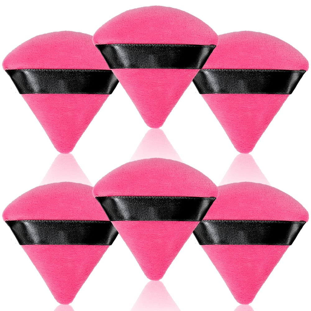 6 Pcs Soft Face Makeup Triangle Powder Puff,Beauty Loose Velour Puff