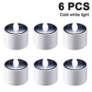 6 Pcs Solar Lantern Tea Lights Candles - Rechargeable Flickering Electronic Solar LED Lamp Nightlight - Flameless Solar Energy Candle for Outdoor Camping Emergency