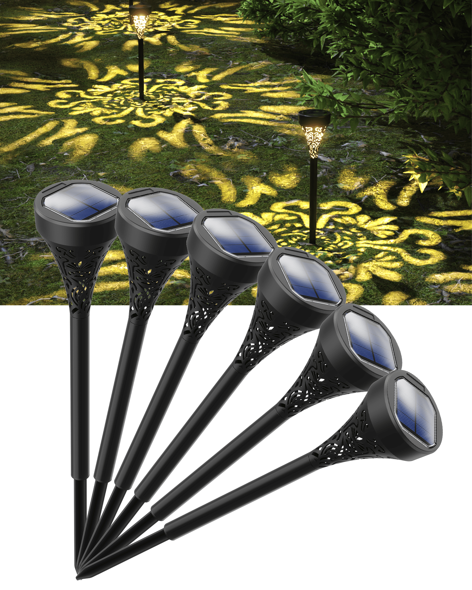 6 Pcs Solar Lights Outdoor JACKYLED Solar Garden Lights LED Waterproof