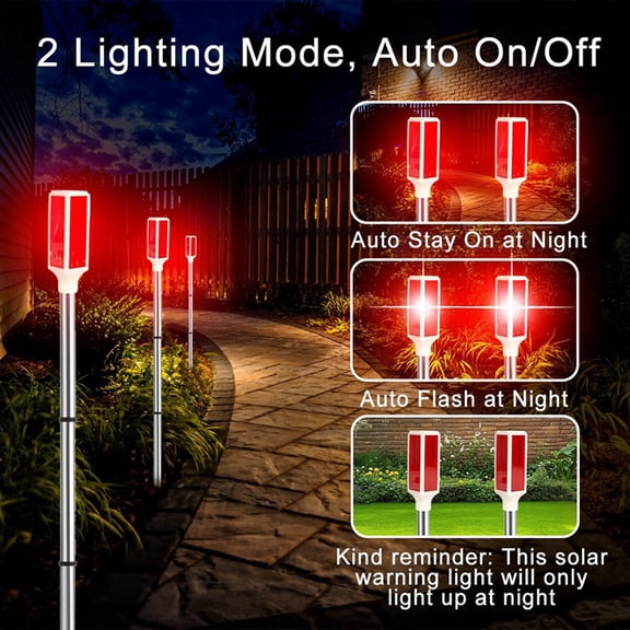 6 Pcs Solar Powered Driveway Markers Reflector Lights Landscape Driveway Reflectors on Poles for Snow Road Outdoor Yard