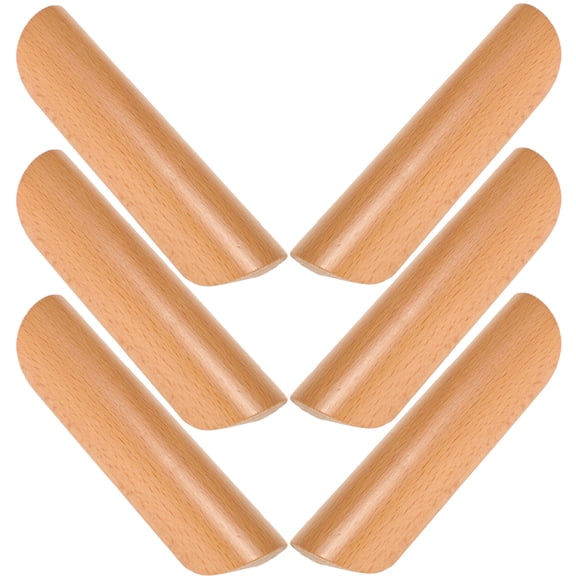 6 Pcs Solid Wood Handle Cupboard Handles Cabinet Door Drawer Flat Pulls for Dresser Drawers