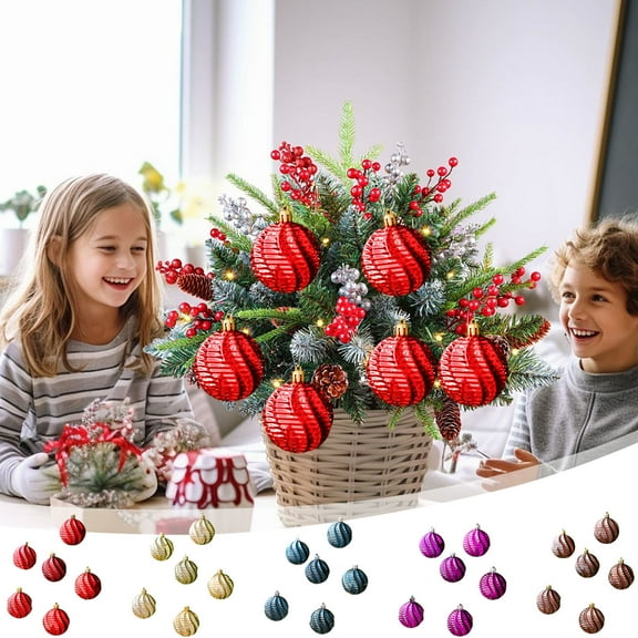 6 Pcs Solive Christmas Balls Ornaments for Xmas Christmas Tree Mini Shatterproof Christmas Tree Decorations Hanging Ball Holiday Wedding Party Decoration