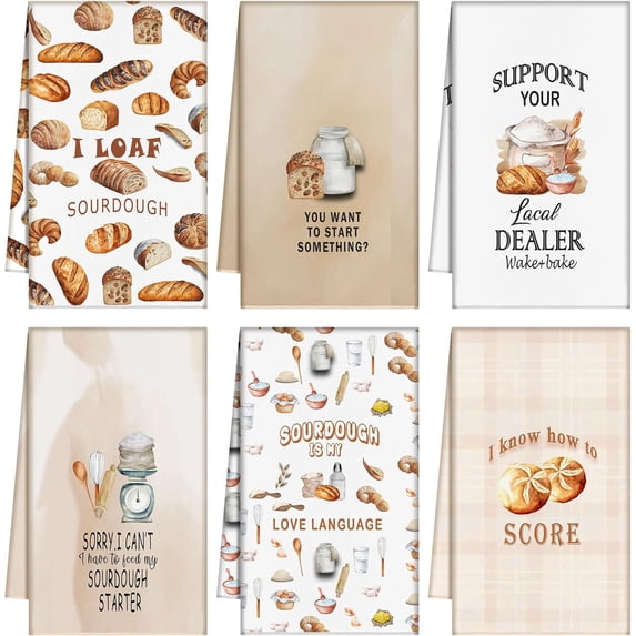6 Pcs Sourdough Baking Kitchen Towels 16 x 24 Inch Sour Dough Proofing Flour Sack Tea Towels Gift for Baking Sour Dough Cloths for Sourdough Bread Cloths for Kitchen Women Chef Bake Lovers
