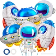 6 Pcs Space Balloons,Astronaut UFO Rocket Foil Balloons for Kids,Universe Party Decorations,Outer Space Balloon for Baby Shower Universe Themed Birthday Party Decor