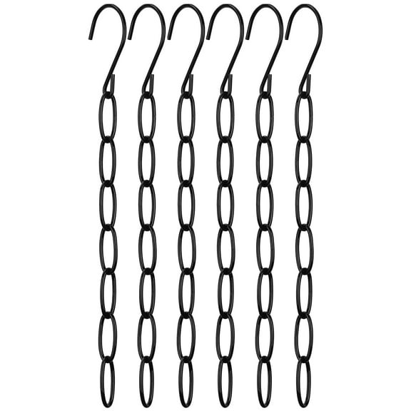 6Pcs Space Saving Hangers, Metal Chain Clothes Hanger Organizer with 7 Slots, Magic Foldable Hangers, Collapsible Vertical Space Saver Hangers for Closet Organizer (Black)