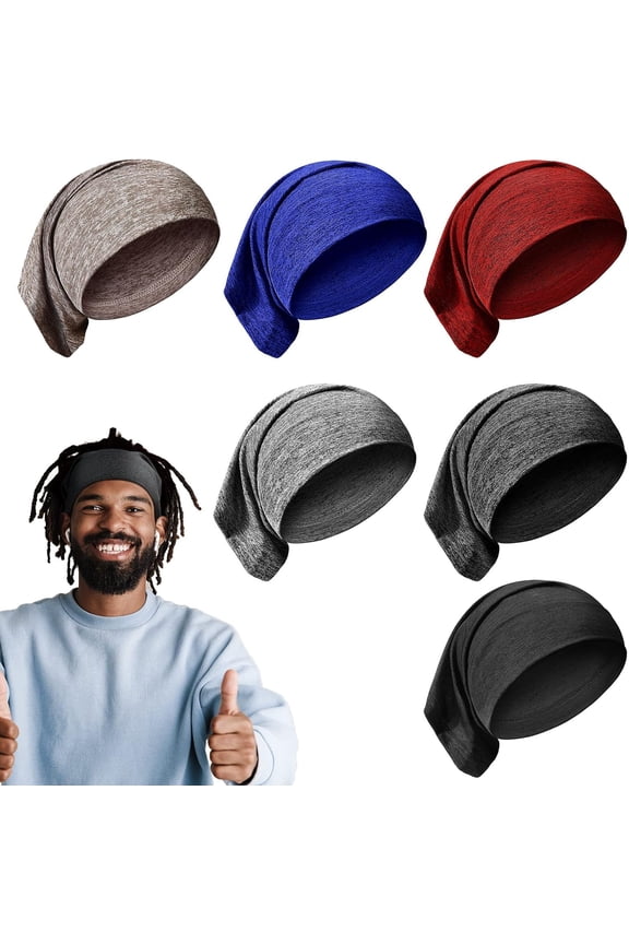 6 Pcs Spandex Dreadlock Cap Dreadlock Tube Bands Unisex Men Women Elastic Hair Dreads Head Wraps Headbands for Dreads Accessories, 6 Colors(Dark Color)