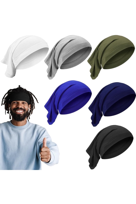 6 Pcs Spandex Dreadlock Cap Dreadlock Tube Bands Unisex Men Women Elastic Hair Dreads Head Wraps Headbands for Dreads Accessories, 6 Colors