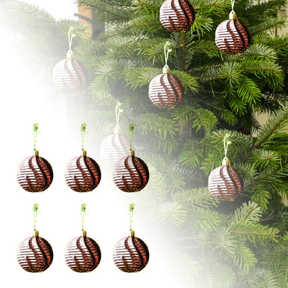 6 Pcs Spiral Pattern Christmas Ornaments, Vintage Crackle Glass Style Balls for Xmas Tree Decor, Shatterproof Holiday Home Indoor Outdoor Decorations