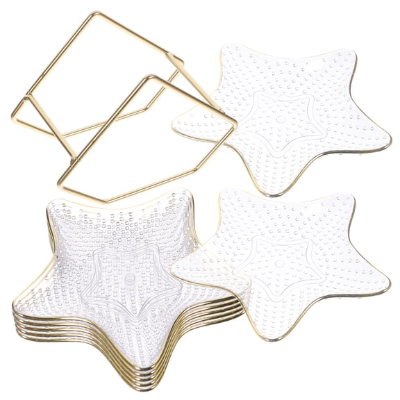 NIAIZEK Transparent Pet Dinner Plates with Gold Edge for Parties 6Pcs