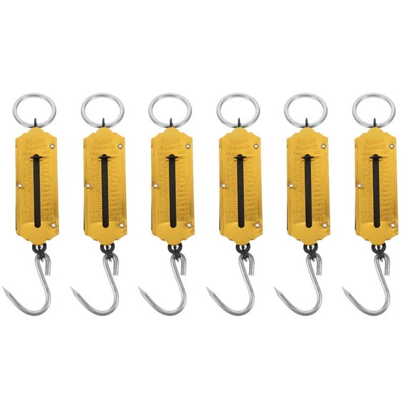 6-Pack Spring Hanging Scales for Kitchen, Fishing, Fruit, and Fish Weighing - Portable and Accurate Weight Measurement Tools