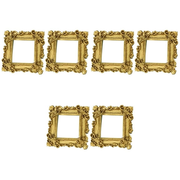 6 Pcs Square Mini Photo Frame Retro Picture Frames Vintage Decor Furniture Doll House DIY