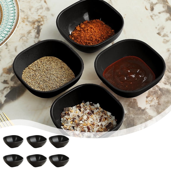 6 Pcs Stackable Seasoning Bowls, Square BPA-Free Plastic Dipping Bowls for Home Kitchen Serving Sauces, Dips, Snacks Daily Use