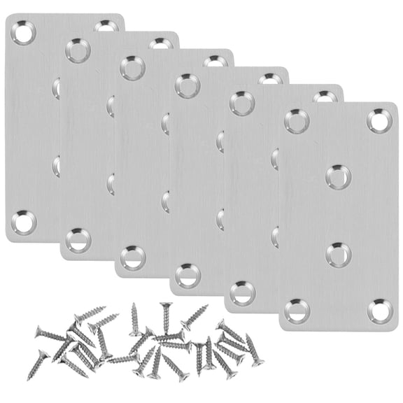 6 Pcs Stainless Steel Bracket Connection Plate Right Angle Brackets Straight Furniture for Braces Iron