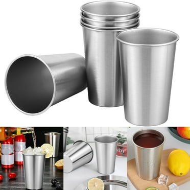 6 Pcs Stainless Steel Cups for Kids Stackable Metal Drinking Cups Reusable Camping Cups Multipurpose Beer Pint Cups for Home Gathering Party Traveling Outdoor