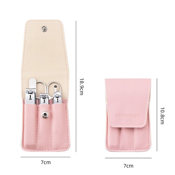 6 Pcs Stainless Steel Nail Clippers Set Travel Mini Manicure Set Pedicure Tools Nail Care Grooming Kit with Leather Pouch