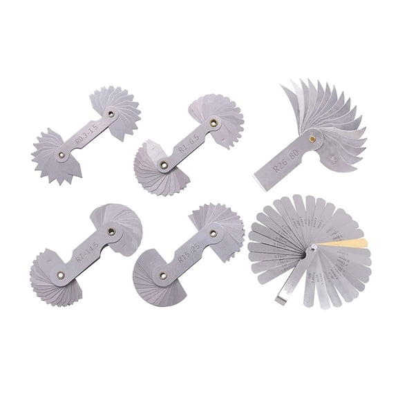 6 Pcs Stainless Steel Radius Gauge With Feeler Gauge Set Arc Radius Fillet Gauge And 0.04-0.88Mm Space Measure Tool ,Easy to Use
