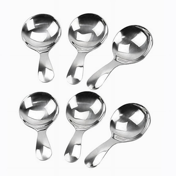 6 Pcs Stainless Steel Short Handle Spoons Mini Salt Condiments Spoon Dessert Tea Coffee Spoons,Silver