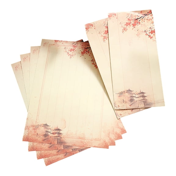 6 Pcs Stationery Paper and Envelopes Set,Includes 4 Writing Stationery Paper & 2 Envelopes,Beautiful Scenery Writing Paper for Invitations,Love Letters & Christmas Letter(10.2x7.3")(Mixed Color5)