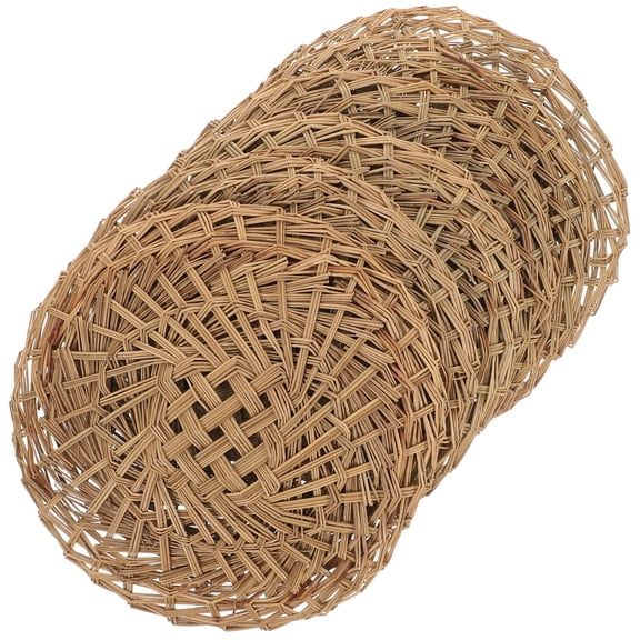 NIAIZEK Nonstick Reusable Round Straw Steamer Pads for Home Cooking, Brown, 6 Pieces Set