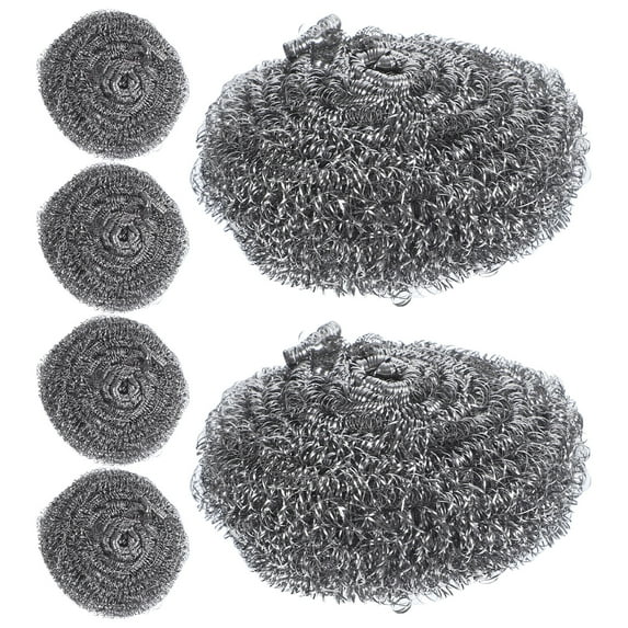 6-Pack Steel Wool Scrubber Pads for Grill, Stone, Dishes, Barbecue Cleaning, Metal Sponge Blocks, Sink Brush Tool