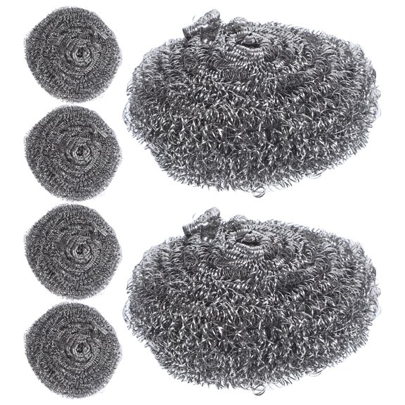 6-Pack Steel Wool Scrubber Pads for Grill, Stone, Dishes, Barbecue Cleaning, Metal Sponge Blocks, Sink Brush Tool