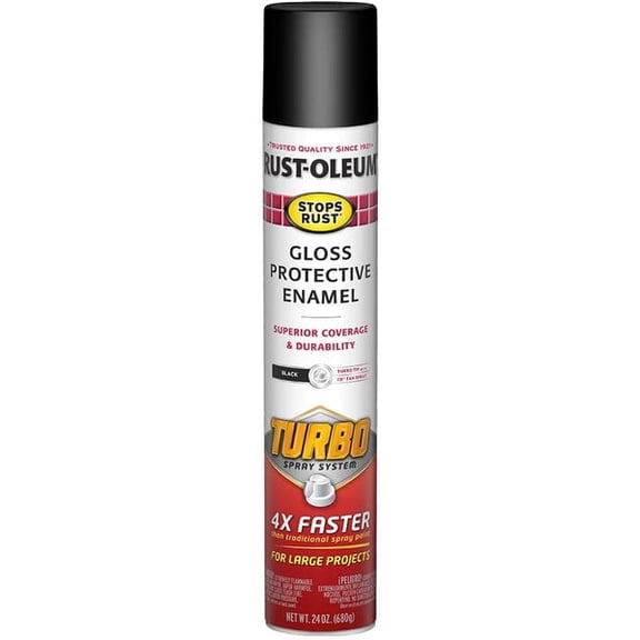 6 Pcs,Stops Rust 334128 Gloss Protective Enamel Turbo Spray System, 24 Oz, Black