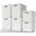 6 Pcs Storage Bins with Lids, Stackable Plastic Storage Containers for