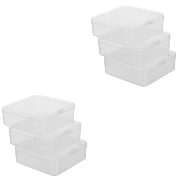 6 Pcs Storage Bins Plastic Hinges Mini Hinges Practical Storage Cases Sundries Organizers Transparent Plastic Box Storage Box Rectangle White Pp