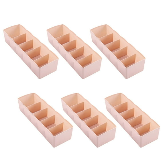 6pcs Pink Plastic Underwear Holder Sock Organizer for Home Storage Solution