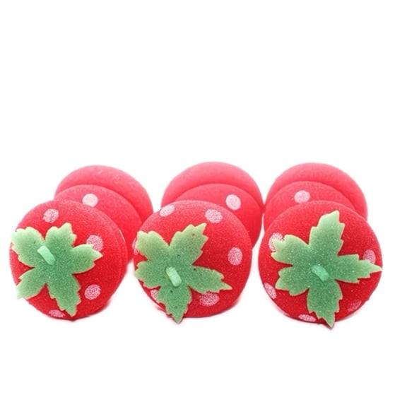 6 Pcs Strawberry Sponge Hair Rollers for Sleeping Soft No Heat Curlers for Adults Overnight Foam Hair Rollers for Damage Free Beach Waves and Natural Curls
