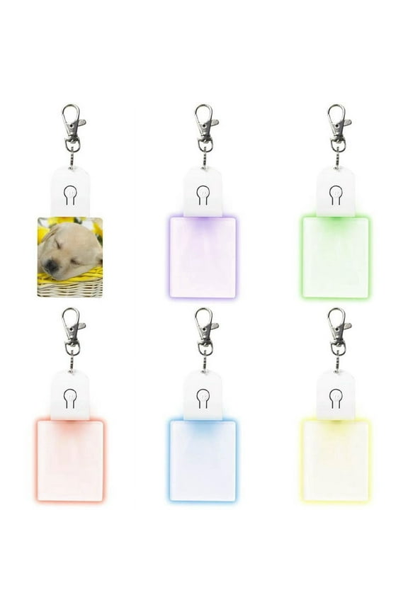 6 Pcs Sublimation Blank Keychains Heat Transfer Printing LED Acrylic KeyChains Lighted Keyrings Pendant, Rectangular