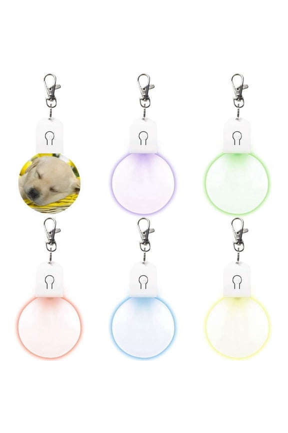 6 Pcs Sublimation Blank Keychains Heat Transfer Printing LED Acrylic KeyChains Lighted Keyrings Pendant, Round