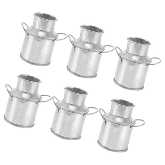 6 Pcs Gardening Flower Pots Plant Decorations Milk Can Vase Mini Milk Jug Mini Galvanized Buckets