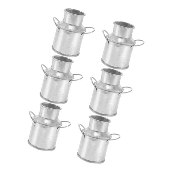 6 Pcs Small Metal Flower Pots Garden Buckets Mini Galvanized for Plants Decor Indoor Outdoor Gardening