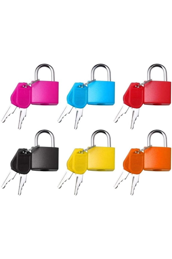 6 Pcs Suitcase Locks with Keys, Mini Security Padlock Small Luggage Locks Backpack Locks Colorful Small Padlock