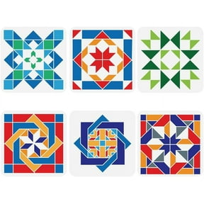 6 Pcs Sunshine Barn Quilt Stencil 7.87x7.87 Inch Kaleidoscope Quilt Block Painting Plastic Geometric Patterns Reusable DIY Art Craft for Home Wall Tile Decor for DIY