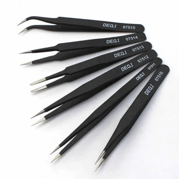 6 Pcs Swiss Jeweler Style Precision Micro Forceps Tweezers Set