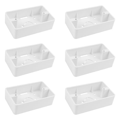 6 Pcs Switch Outlet Box, Wall Socket Plate, Surface Mount Backbox Safety Electrical Installation Accessory for Home, White$$Tools & Hardware Other