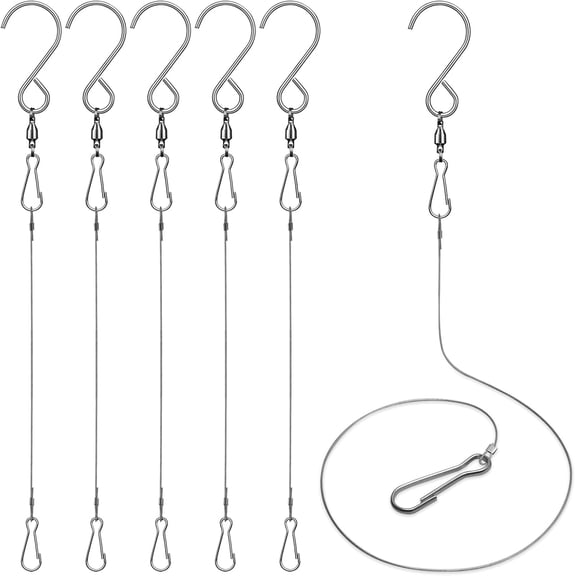 6 Pcs Swivel Hooks Clips for Wind Spinners with 10'' Extended Rope Swivel Hanging Chains 360 Hanging Basket Extender Swivel Plant Hanger Wind Spinner Hooks for Bird Feeders Lanterns Wind Chimes
