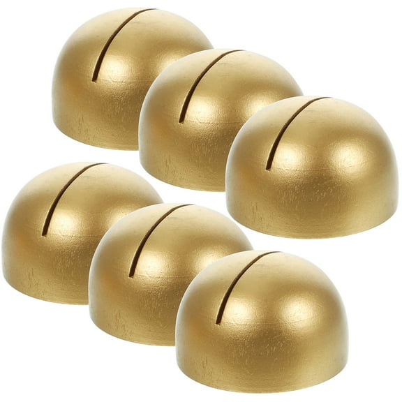 SKISUNO 6Pcs Natural Wood Menu Holders with Golden Base Perfect for Dining Room and Party Decoration