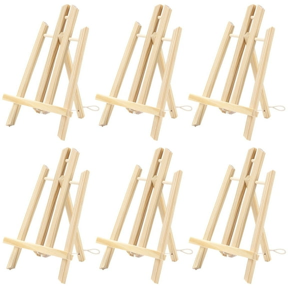 6-Pack Tabletop Easel Stand Set, 15.7 Inch Folding Pine Wood Display Easels for Canvas, Pictures, Signs Multi-Purpose Paint Easel for Art, Wedding, Retail & Classroom Use