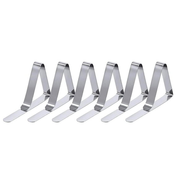 6 Pcs Tablecloth Clips,Stainless Steel Table Cloth Holder Clips,Heavy-Duty Metal Tables Cover Skirt Clamps,3X1.77 Inch Small Table Cloth Holders for Indoor Outdoor Camping Dining Wedding,Silver